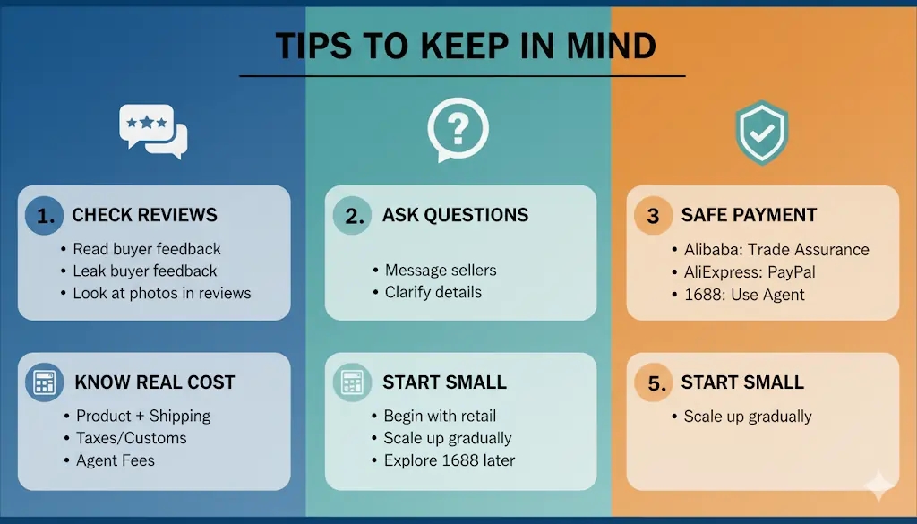 Tips for safe buying check reviews, ask, pay safely, start small