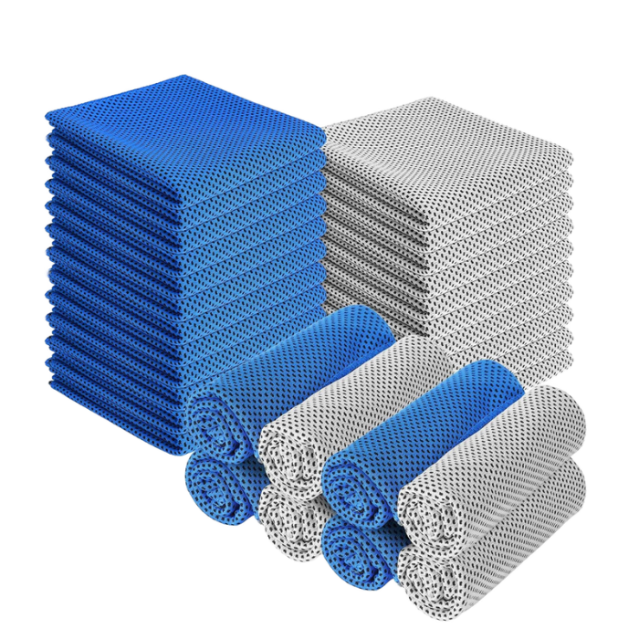 Custom promotional items microfiber cooling towels distributed to runners and athletes at marathon events