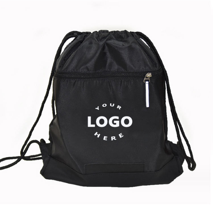 Custom promotional items drawstring bags and sport backpacks used for athlete kits and event giveaway packs